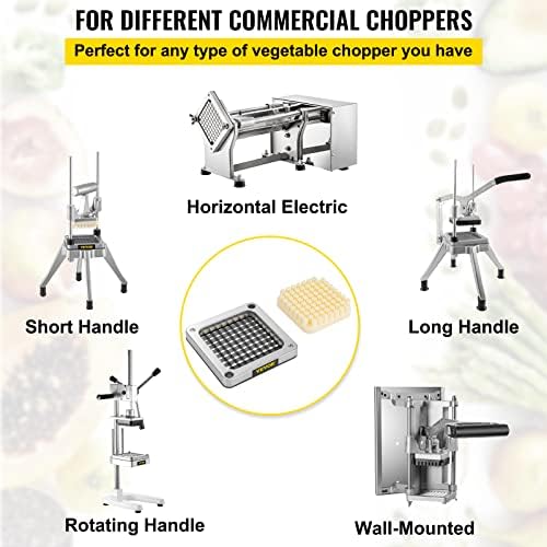 VEVOR Replacement Chopper Blade, 3/8 inch, 3 PCS French Fry Blade Assembly with 6 Extra Knives, Stainless Steel Dicer Parts and Push Block for Cutting Potatoes Carrots Onions Cucumbers Mushrooms - Image 7