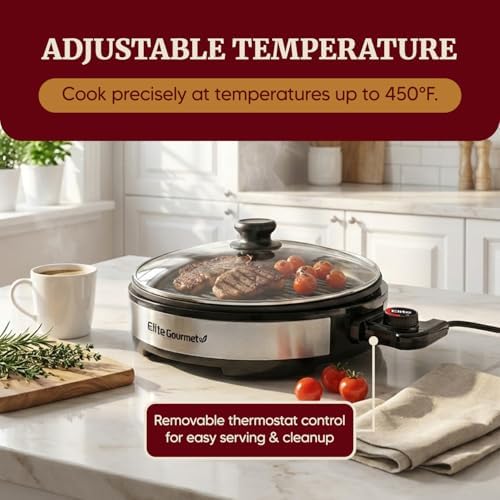 Elite Gourmet EMG6505G Indoor Electric BBQ Grill, Non-Stick, 12" - Image 6