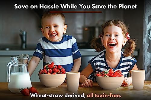 FOODLE Wheat Straw Dinnerware Set - Picnic, Camping Plates Cups and Bowls - Image 5