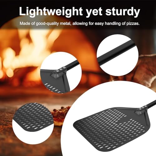 12in Perforated Pizza Peel Paddle Long Handle Compatible with Ninja MO201 - Image 4