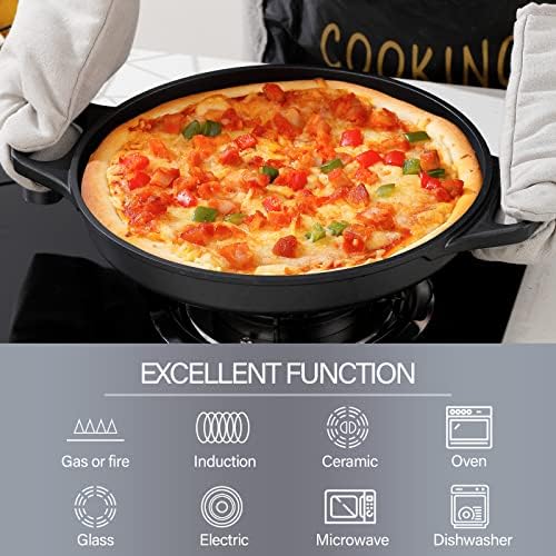 S·KITCHN Cast Aluminum Griddle Pan for Stovetop with Lid - Lighter than Cast Iron Skillet,Round Frying Pans Nonstick Grill Pan Dishwasher & Oven Safe,12IN - Image 3