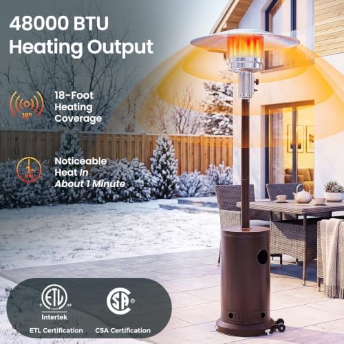 Sweetcrispy 48,000 BTU Patio Heaters for Outdoor Use with Sandbox Wheels - Image 3
