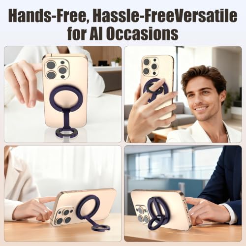 Magnetic Phone Ring for MagSafe Dual-Sided Magnetic Phone Grip Magnet Phone Stand Grip Compatible with iPhone 17/16/15/14/13 Pro Max Plus Mag Safe Accessory for Car Mounts (Purple) - Image 4