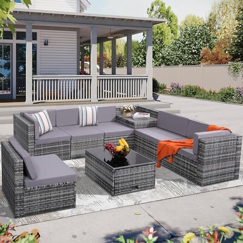 KROFEM 8 Piece Patio Furniture Set, Outdoor Modular Conversation Set by KROFEM
