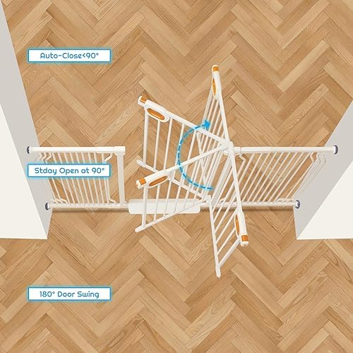 owlie 75 to 85 Inch Extra Wide Baby Gate with Door for Stairs Doorways - Image 5