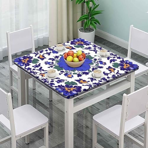 Fitted Tablecloth Square, Mexican Talavera Pattern Printed on Fade Resistant Fitted Card Table Cover, Great for Picnics BBQs Daily Meals, Fit for 48" x 48" Square Tables - Image 2