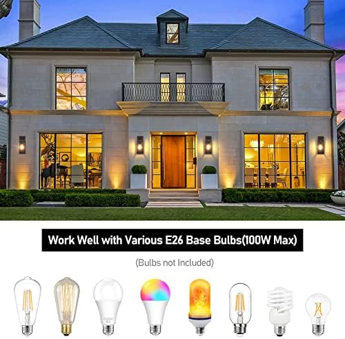 BesLowe Outdoor Wall Light Fixtures, Porch Lights Black with Gold Trim - Image 3