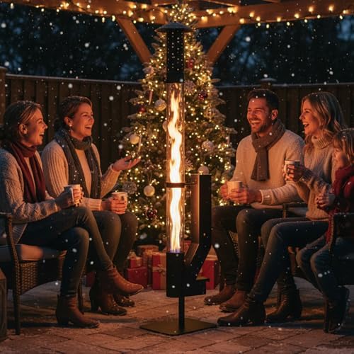 DoCred Patio Pellet Heater, 62" H Outdoor Glass Fire Tube Heater - Image 6