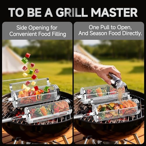 Rolling Grill Baskets,Grill Accessories for Veggies,Gifts for Men-2 Pack - Image 5
