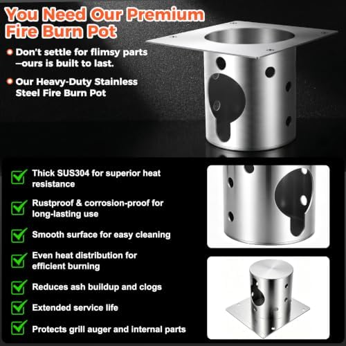 QuliMetal 304 Stainless Steel Fire Burn Pot for Pit Boss Pro Series 1150 - Image 2