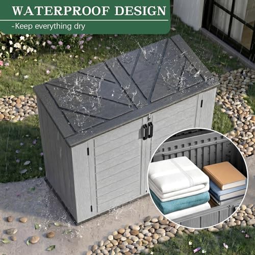 Outdoor Storage Shed Resin Waterproof Storage Cabinet for Patio Garden - Image 5