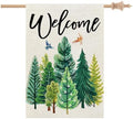CROWNED BEAUTY Spring Summer House Flag Green Trees Double Sided 28x40 Inches Large Burlap Welcome Holiday Seasonal Yard Decoration for Outside Porch by CrownedBeauty
