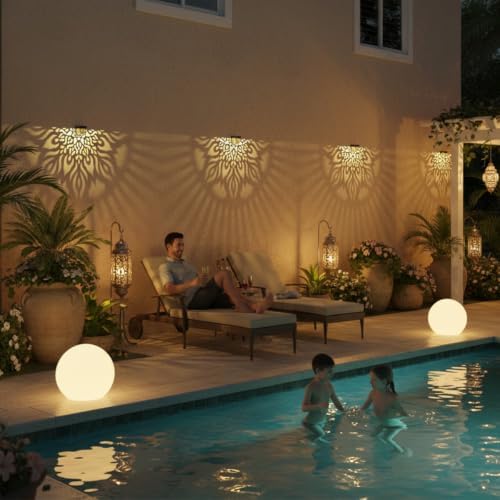 4 Pack Solar Fence Lights Outdoor Wall Lights Plastic Solar Powered Deck Step Stair Lights Mandala Theme Waterproof Fence Solar Light for Garden Post Patio Yard Decor, Gardening Gifts for Women Mom - Image 5