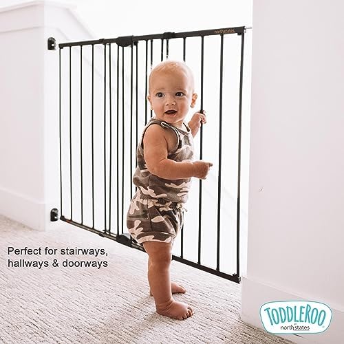 Toddleroo Easy Swing & Lock Baby Gate for Top of Stairs: 31" Tall, Bronze - Image 5
