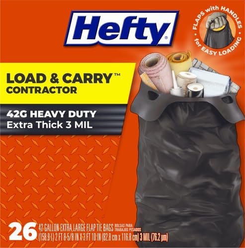 Hefty Heavy Duty Trash Bags, Large | 42 Gallon | For Contractors | 26 Count, Pack of 2 - Image 2