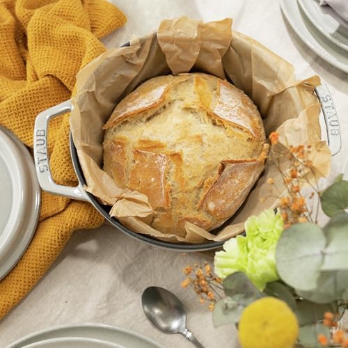 Staub Cast Iron 4-qt Round Cocotte - White Truffle, Made in France - Image 3