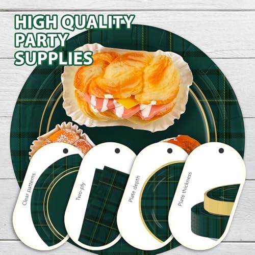 250Pcs Green Blue Tartan Plaids Party Decoration for Baby Shower Serves 50 - Image 3
