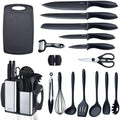 RAXCO Kitchen Utensils Set,18-Piece Cooking Utensils and Knife Set,Black by RAXCO