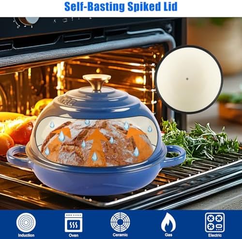 CUKOR Dutch Oven for Sourdough Bread Baking, 7QT Enameled Cast Iron Dutch Oven with Lid, Heavy-Duty Bread Baking Pot for Stovetop & Oven, 500°F - Image 3