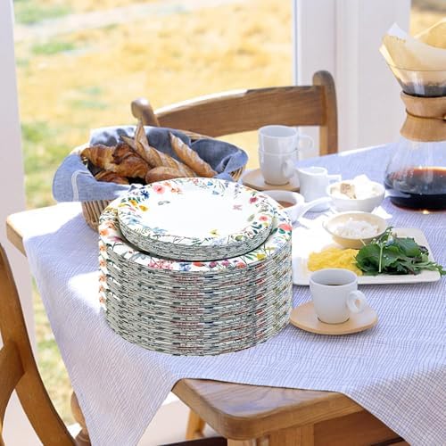 100Pcs Wildflower Party Supplies Spring Floral Wedding Birthday Decoration Include Wildflower Plates Napkins and Cups for Spring Summer Picnic Wedding Baby Shower Tea Party Decor,Serve 25 (Purple) - Image 4