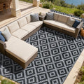 SAND MINE Waterproof Outdoor Rug 10x20 ft, Plastic Reversible Rug, Modern Area Rug, Large Floor Mat for Outdoors, RV, Patio, Backyard, Deck, Picnic, Beach, Camping, Black & Grey by SANDMIND