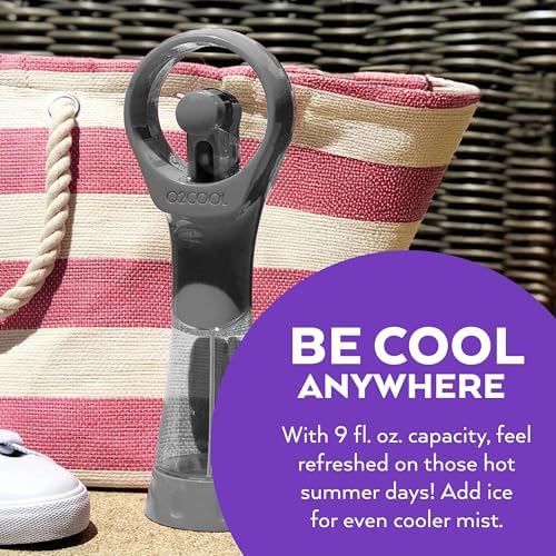 O2COOL Elite Handheld Misting Fan Battery Powered Grey - Image 6