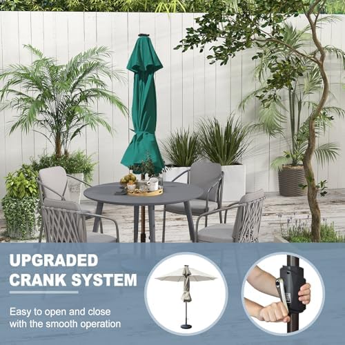 EliteShade USA 10-Year-Non-Fading 10ft Market Patio Umbrella, Commercial Grade Table Sun Umbrella with 80 Solar LED Lights, Crank Open, Windproof & UPF 50+ UV Protection for Garden, Deck, Pool, Backyard, No Tilt, Forest Green - Image 4
