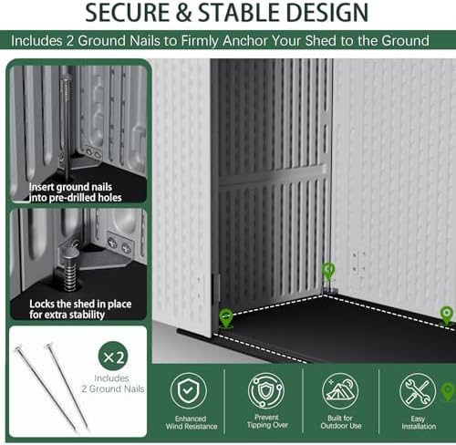 Outdoor Storage Shed, Resin Waterproof Storage Cabinet, Large Deck Box - Image 7