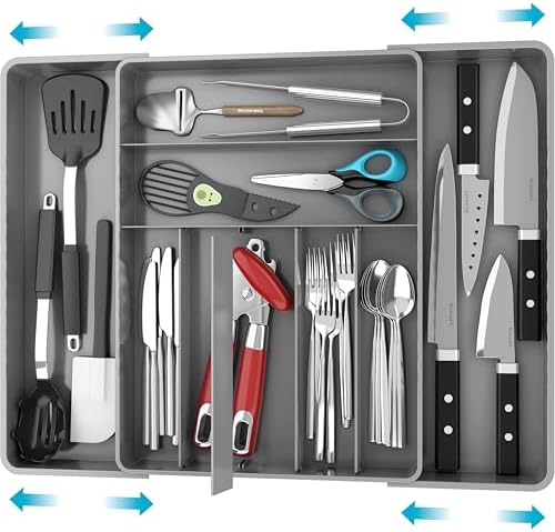 Simple Houseware Expandable Kitchen Drawer Flatware Organizer, Gray by SimpleHouseware
