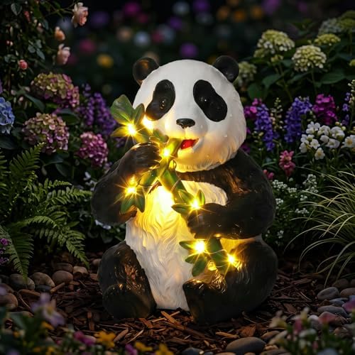 10.3 Inch Large Solar Garden Panda Statue by Unknown