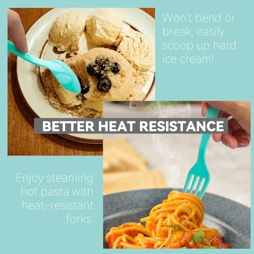 Teal Plastic Forks Durable for Disposable Party Supplies 104 PCS - Image 3