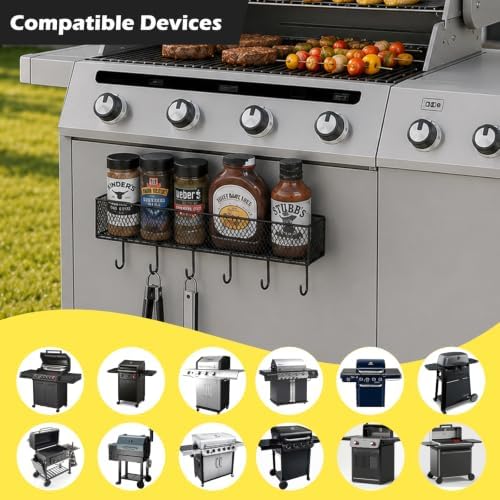 2 Pack Magnetic Grill Caddy Organizer with Paper Towel Holder and 8 Hooks, Outdoor Magnetic Storage Bins for BBQ Tools and Seasonings, Magnetic Grill Organizer for Pellet Grill Accessories - Image 7
