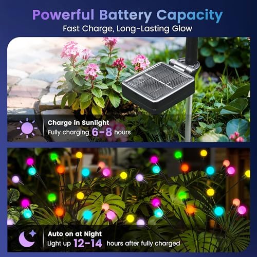 Solar Garden Lights, 2 Pack Color Changing Solar Christmas Decor - Image 2