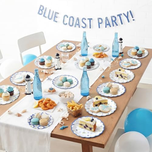 Pickmesh 100 Pcs Blue Coastal Round Paper Plates - Image 6