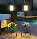 VISFLAIR 2 Pack Solar Lights with Plant Stand, Outdoor Floor Lamps, Waterproof Solar Powered Floor Lamps for Patio Deck Porch Yard Garden Decor by VISFLAIR