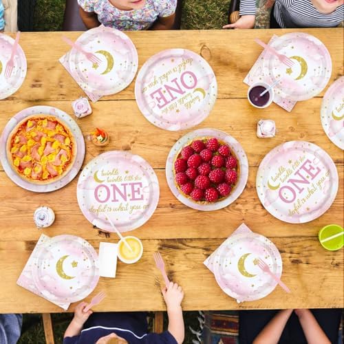 96Pcs Over the Moon 1st Birthday Baby Shower Supplies, Serves 24 - Image 7