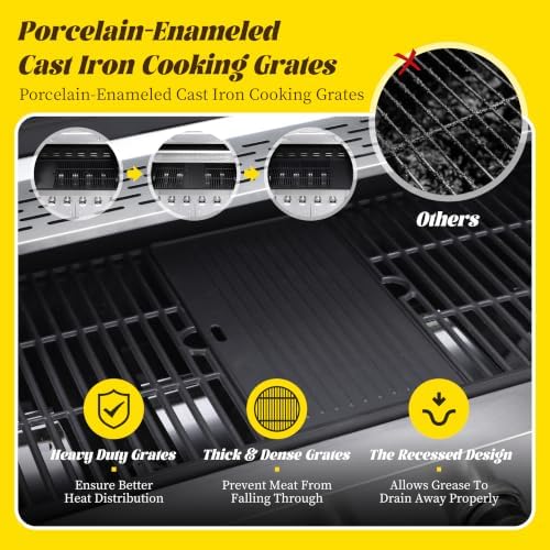 6-Burner Gas Grill Griddle Combo with Side Burner - Image 5