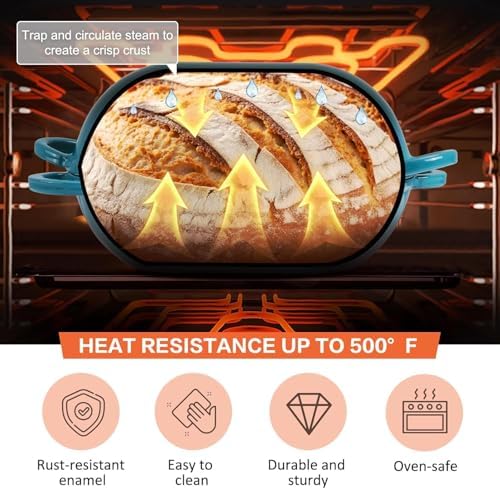 2.5 QT Enameled Cast Iron Sourdough Bread Oven, Loaf Pan with Lid - Image 5