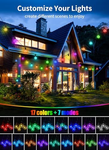 Brightown Outdoor String Lights 29 Feet G40 LED Patio Lights, RGB, Remote - Image 4