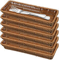 Silverware Organizer Basket, Silverware Basket for Drawer, Small Wicker Bread Cracker Baskets 6 Pack, Stackable Wicker Storage Baskets for Spoons Forks Knives Stationery (Rectangle) by Unknown