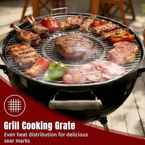 SHINESTAR Grill Grate for 22" Weber Charcoal Grills, Kettle, Performer, Master-Touch, Upgraded 8835 Gourmet BBQ System Hinged Cooking Grate, 21.5x21.5 Inch - Image 2