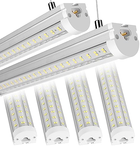 Phiwicsh 8FT U Shape 125W Integrated Tube Bright LED Light, 6500K Clear White, 20000LM - Flush Mount/Hanging Linkable LED Ceiling Lights for Garage, Plug&Play, 6 Pack by Phiwicsh