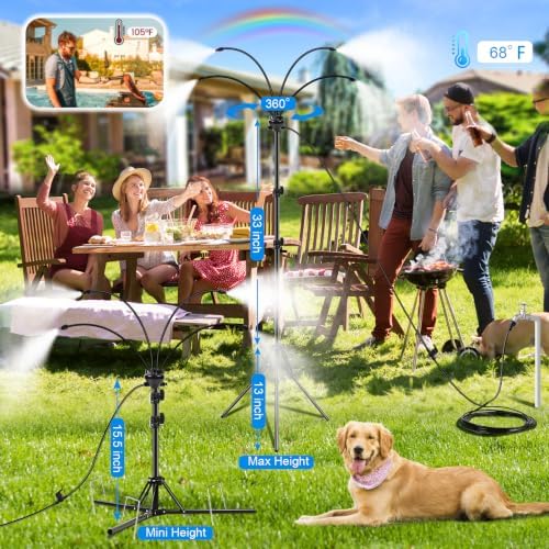 Standing Misters for Outside Patio - 5.3FT Stand Misting System for Cooling Outdoor Areas, Easy to Install & Maintain, 4 Adjustable Nozzles for Custom Coverage, Durable for Backyard Use - Image 3