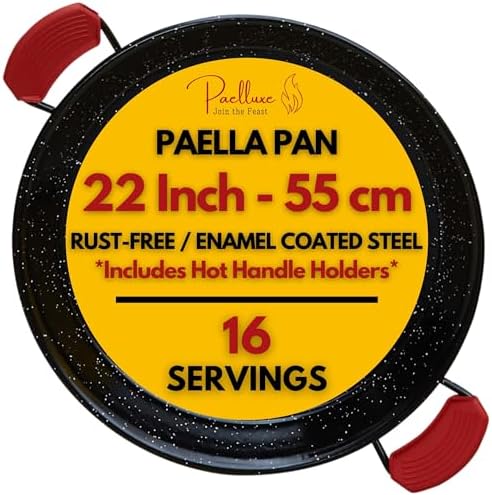 Paelluxe Paella Pan Enameled No-Rust Steel Skillet - 22 Inch, 16 Servings by Paelluxe