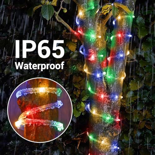 Solar Rope Lights, 66ft 200LED Solar String Lights, 8 Modes, Waterproof - Image 6