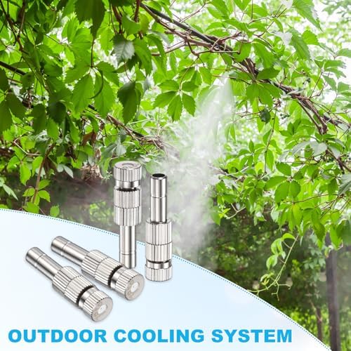 M METERXITY 20-Pack Brass Misting Nozzles, 0.028"/0.7mm Orifice Mister Replacement Heads with Filter Mesh for Cooling System/Landscaping/Humidification, 6mm Low-Pressure Fog Sprayer Nozzle - Image 6