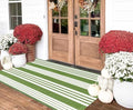 Green and White Outdoor Rug 3'x 5'Washable Area Rug Layered Doormat by BUAGETUP