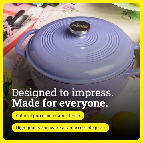 Lodge Essential Enamel Cast Iron Dutch Oven, 6 Quart, Lilac - Image 6