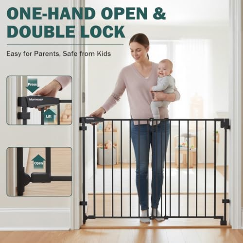 Mumeasy 30" Tall Baby Gate for Stairs & Doorways, No Bottom Bar Dog Gate - Image 5