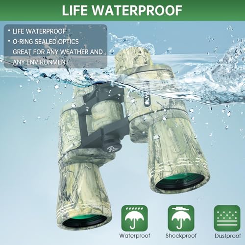 20x50 High Powered Binoculars for Adults, Waterproof Binoculars with Low Light Vision for Bird Watching Hunting Camping Travel Cruise Hiking Sports Stargazing, Unique Gifts for Men - Image 3
